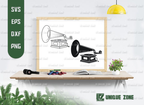 Phonograph SVG Bundle, Gramophone Svg, Horn Speaker Svg, Record Player Svg, Audio Svg, Retro Record Player Svg, Retro Gramophone Svg, SVG Unique Zone 
