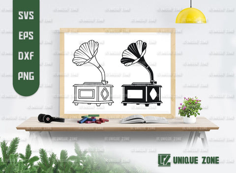 Phonograph SVG Bundle, Gramophone Svg, Horn Speaker Svg, Record Player Svg, Audio Svg, Retro Record Player Svg, Retro Gramophone Svg, SVG Unique Zone 