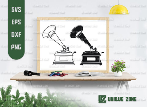 Phonograph SVG Bundle, Gramophone Svg, Horn Speaker Svg, Record Player Svg, Audio Svg, Retro Record Player Svg, Retro Gramophone Svg, SVG Unique Zone 