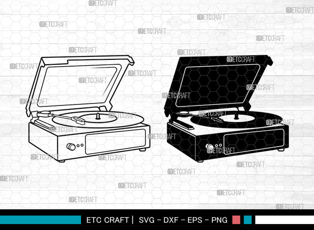 Phonograph SVG, Gramophone with Horn Speaker svg, Radio Gramophone, Retro Gramophone Svg, Record Player Svg, Gramophone Svg SVG ETC Craft 