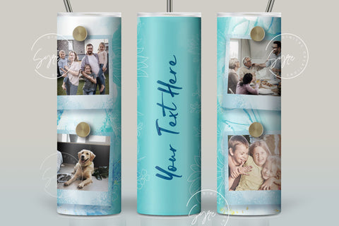 Photo Collage Tumbler Png, Add Your Own Text, Marble Gold Texture Photo Tumbler Wrap , 20 oz Skinny Sublimation Wrap Design, Digital Download Sublimation Syre Digital Creations 