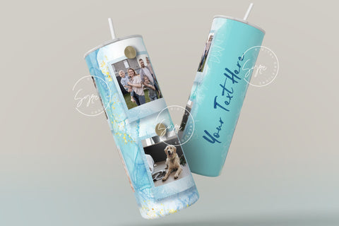 Photo Collage Tumbler Png, Add Your Own Text, Marble Gold Texture Photo Tumbler Wrap , 20 oz Skinny Sublimation Wrap Design, Digital Download Sublimation Syre Digital Creations 