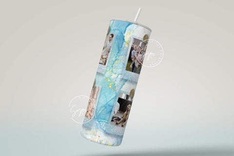 Photo Collage Tumbler Png, Add Your Own Text, Marble Gold Texture Photo Tumbler Wrap , 20 oz Skinny Sublimation Wrap Design, Digital Download Sublimation Syre Digital Creations 