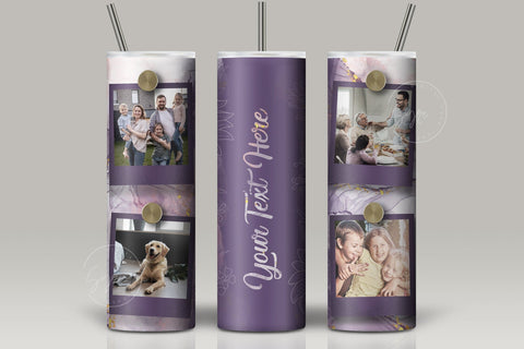 Photo Collage Tumbler Png, Add Your Own Text, Marble Gold Texture Photo Tumbler Wrap , 20 oz Skinny Sublimation Wrap Design Digital Download Sublimation Syre Digital Creations 