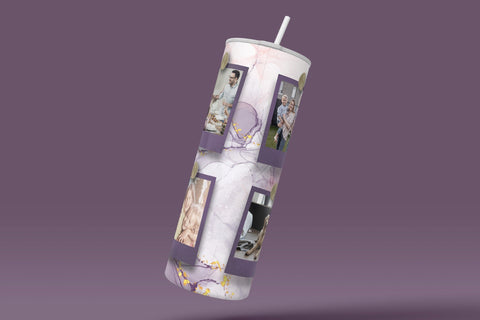 Photo Collage Tumbler Png, Add Your Own Text, Marble Gold Texture Photo Tumbler Wrap , 20 oz Skinny Sublimation Wrap Design Digital Download Sublimation Syre Digital Creations 