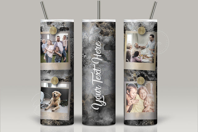 Photo Collage Tumbler Png, Add Your Own Text, Marble Gold Texture Photo Tumbler Wrap , 20oz Skinny Sublimation Wrap Design, Digital Download Sublimation Syre Digital Creations 
