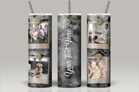 Photo Collage Tumbler Png, Add Your Own Text, Marble Gold Texture Photo Tumbler Wrap , 20oz Skinny Sublimation Wrap Design, Digital Download Sublimation Syre Digital Creations 