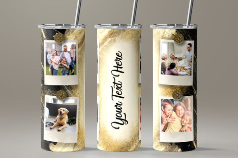 Photo Collage Tumbler Png, Add Your Own Text, Marble Gold Texture Photo Tumbler Wrap , 20oz Skinny Sublimation Wrap Design, Digital Download Sublimation Syre Digital Creations 