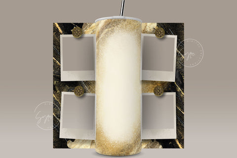 Photo Collage Tumbler Png, Add Your Own Text, Marble Gold Texture Photo Tumbler Wrap , 20oz Skinny Sublimation Wrap Design, Digital Download Sublimation Syre Digital Creations 