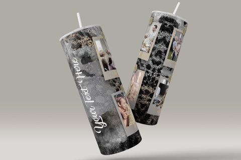 Photo Collage Tumbler Png, Add Your Own Text, Marble Gold Texture Photo Tumbler Wrap , 20oz Skinny Sublimation Wrap Design, Digital Download Sublimation Syre Digital Creations 