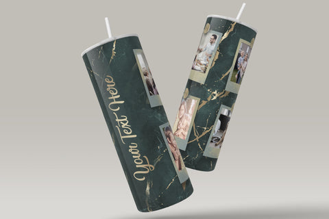 Photo Collage Tumbler Png, Add Your Own Text, Marble Gold Texture Photo Tumbler Wrap , 20oz Skinny Sublimation Wrap Design, Digital Download Sublimation Syre Digital Creations 