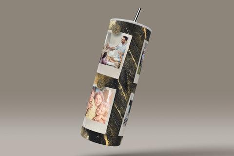 Photo Collage Tumbler Png, Add Your Own Text, Marble Gold Texture Photo Tumbler Wrap , 20oz Skinny Sublimation Wrap Design, Digital Download Sublimation Syre Digital Creations 