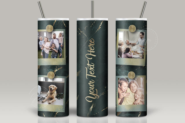 Photo Collage Tumbler Png, Add Your Own Text, Marble Gold Texture Photo Tumbler Wrap , 20oz Skinny Sublimation Wrap Design, Digital Download Sublimation Syre Digital Creations 