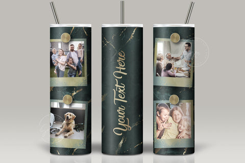 Photo Collage Tumbler Png, Add Your Own Text, Marble Gold Texture Photo Tumbler Wrap , 20oz Skinny Sublimation Wrap Design, Digital Download Sublimation Syre Digital Creations 