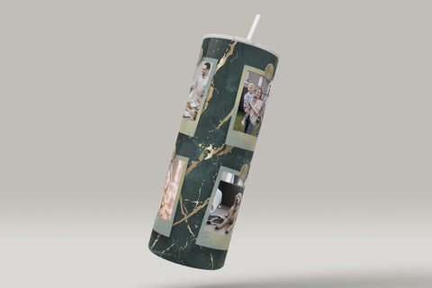 Photo Collage Tumbler Png, Add Your Own Text, Marble Gold Texture Photo Tumbler Wrap , 20oz Skinny Sublimation Wrap Design, Digital Download Sublimation Syre Digital Creations 