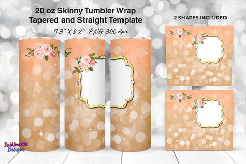 Photo Frame 20 oz Skinny Tumbler Wrap Beige Sublimation Sublimatiz Designs 