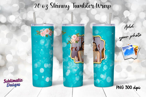 Photo Frame 20 oz Skinny Tumbler Wrap Cian Sublimation Sublimatiz Designs 