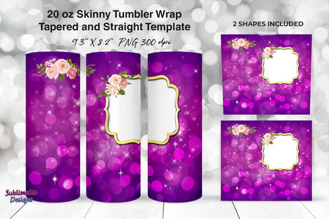 Photo Frame 20 oz Skinny Tumbler Wrap Purple Gradient Sublimation Sublimatiz Designs 