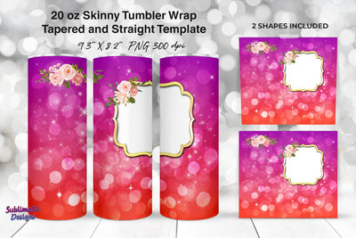 Photo Frame 20 oz Skinny Tumbler Wrap Purple & Red Sublimation Sublimatiz Designs 