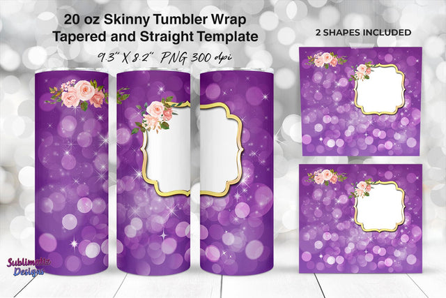 Photo Frame 20 oz Skinny Tumbler Wrap Purple Sublimation Sublimatiz Designs 