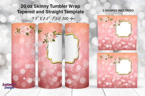 Photo Frame 20 oz Skinny Tumbler Wrap Rose Sublimation Sublimatiz Designs 