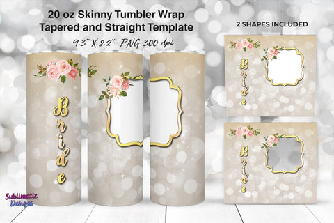 Photo Frame Bride 20 oz Skinny Tumbler Wrap Design Sublimation Sublimatiz Designs 