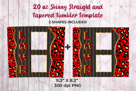 Photo Frame Love Gold & Black Confetti 20 oz Skinny Tumbler Wrap Sublimation Design Sublimation Sublimatiz Designs 