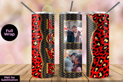 Photo Frame Love Gold & Black Confetti 20 oz Skinny Tumbler Wrap Sublimation Design Sublimation Sublimatiz Designs 