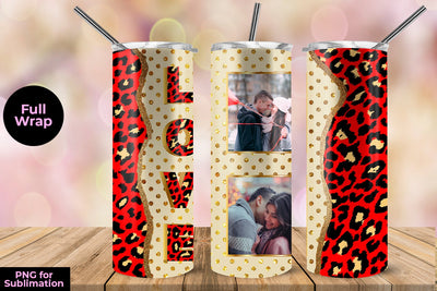 Photo Frame Love Gold Confetti 20 oz Skinny Tumbler Wrap Sublimation Design Sublimation Sublimatiz Designs 