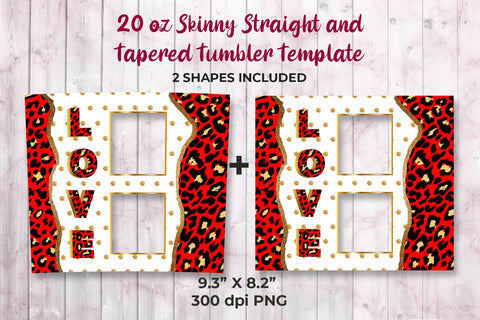 Photo Frame Love Leopard 20 oz Skinny Tumbler Wrap Sublimation Design Sublimation Sublimatiz Designs 
