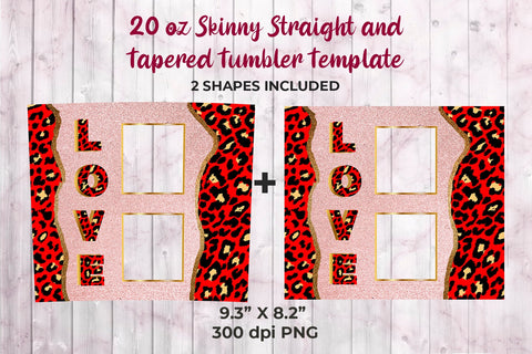 Photo Frame Love Pink Glitter 20 oz Skinny Tumbler Wrap Sublimation Design Sublimation Sublimatiz Designs 