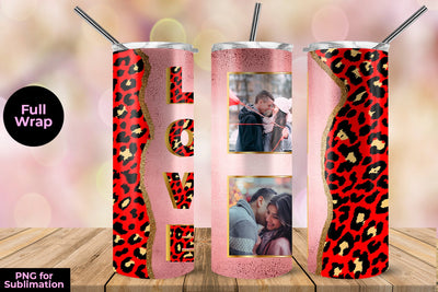 Photo Frame Love Pink Metallic 20 oz Skinny Tumbler Wrap Sublimation Design Sublimation Sublimatiz Designs 