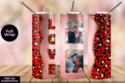 Photo Frame Love Pink Metallic 20 oz Skinny Tumbler Wrap Sublimation Design Sublimation Sublimatiz Designs 
