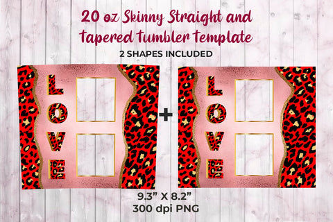 Photo Frame Love Pink Metallic 20 oz Skinny Tumbler Wrap Sublimation Design Sublimation Sublimatiz Designs 
