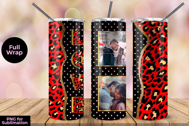 Photo Frame Love Pink Points 20 oz Skinny Tumbler Wrap Sublimation Design Sublimation Sublimatiz Designs 
