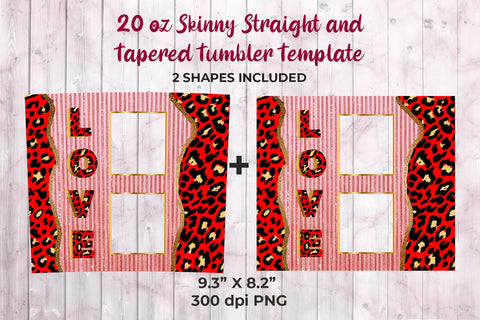 Photo Frame Love Pink Stripes 20 oz Skinny Tumbler Wrap Sublimation Design Sublimation Sublimatiz Designs 