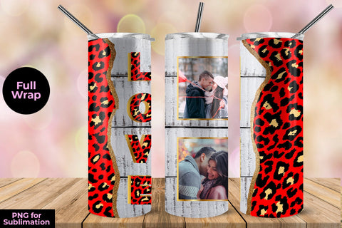 Photo Frame Love White Wood 20 oz Skinny Tumbler Wrap Sublimation Design Sublimation Sublimatiz Designs 