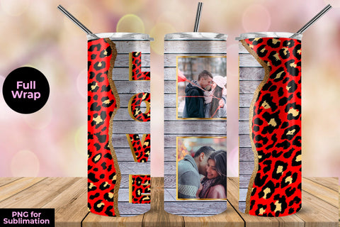 Photo Frame Love Wood 20 oz Skinny Tumbler Wrap Sublimation Design Sublimation Sublimatiz Designs 