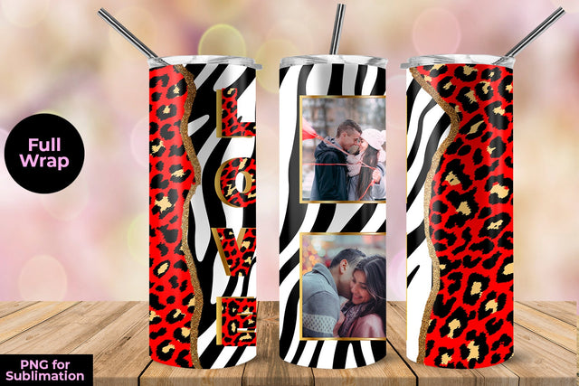 Photo Frame Love Zebra 20 oz Skinny Tumbler Wrap Sublimation Design Sublimation Sublimatiz Designs 