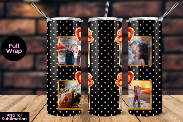 Photo Frame Pink Points Design 20 oz Skinny Tumbler Template Sublimation Sublimatiz Designs 