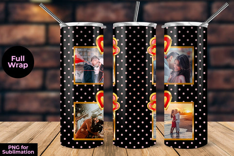 Photo Frame Pink Points Design 20 oz Skinny Tumbler Template Sublimation Sublimatiz Designs 