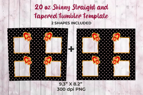 Photo Frame Pink Points Design 20 oz Skinny Tumbler Template Sublimation Sublimatiz Designs 