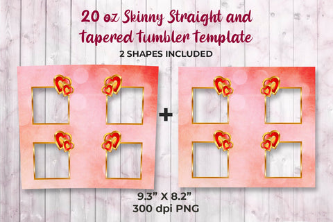 Photo Frame Pink Watercolor 20 oz Skinny Tumbler Template Sublimation Sublimatiz Designs 