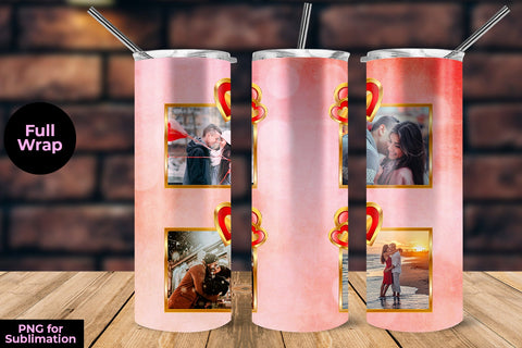 Photo Frame Pink Watercolor 20 oz Skinny Tumbler Template Sublimation Sublimatiz Designs 