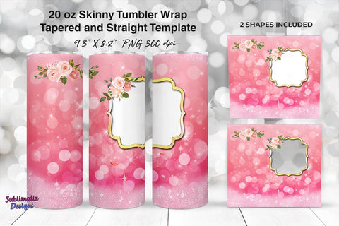 Photo Frame Quinceanera Rose Tumbler Wrap 20 oz Skinny Tumbler Wrap Design Sublimation Sublimatiz Designs 