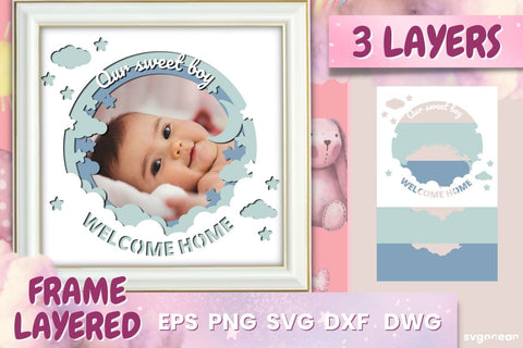 Photo Frame SVG | Papercut baby | Shadowbox SVG SvgOcean 
