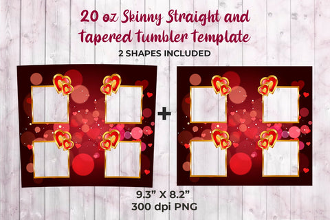 Photo Frame Valentine Day Red Design 20 oz Skinny Tumbler Template Sublimation Sublimatiz Designs 