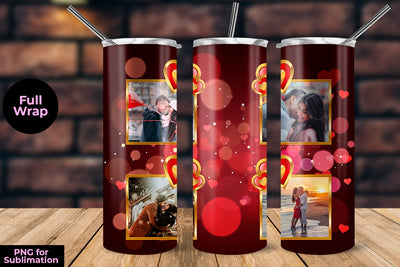 Photo Frame Valentine Day Red Design 20 oz Skinny Tumbler Template Sublimation Sublimatiz Designs 