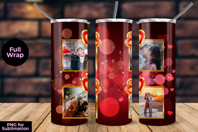 Photo Frame Valentine Day Red Design 20 oz Skinny Tumbler Template Sublimation Sublimatiz Designs 