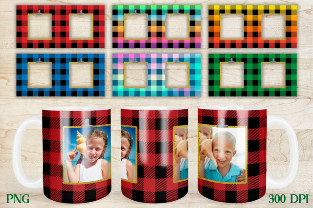 Photo mug design | Buffalo plaid mug design Sublimation Svetana Studio 